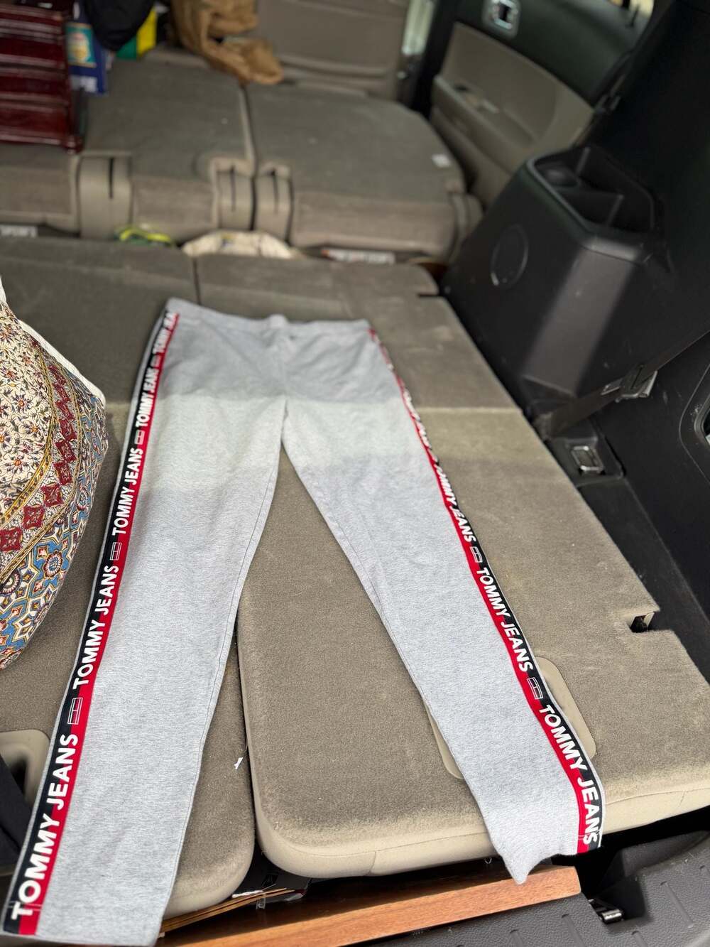 Tommy Jeans Grey Logo Tape Side Stripe Leggings Size Medium